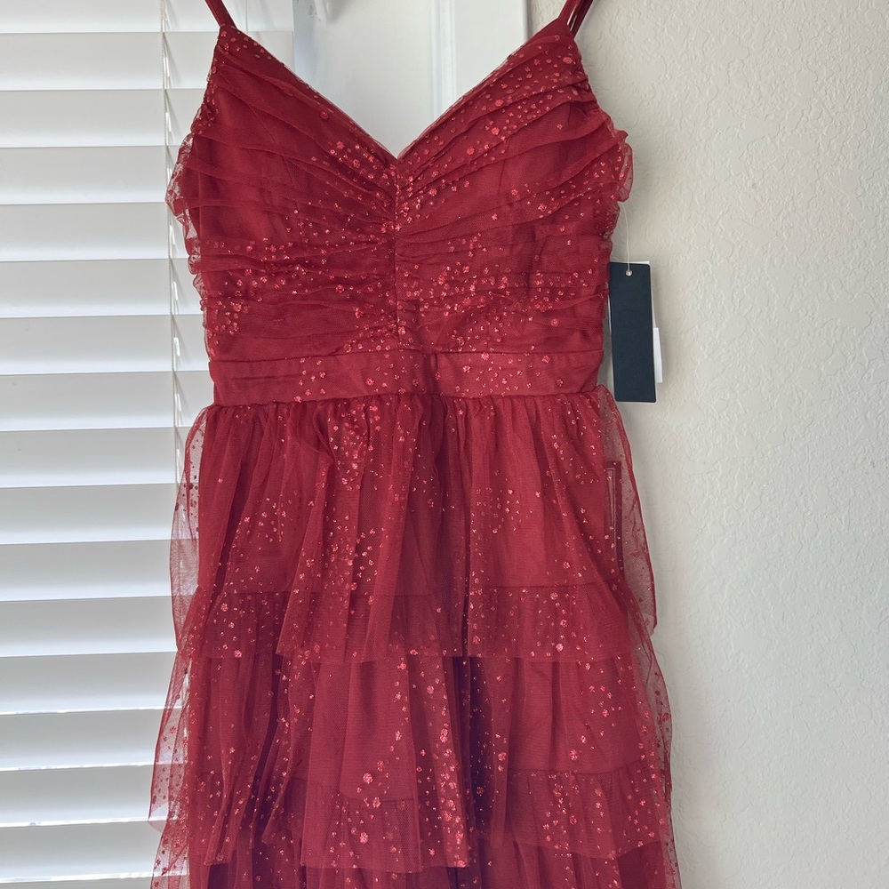 City Studio Red Layered Dress